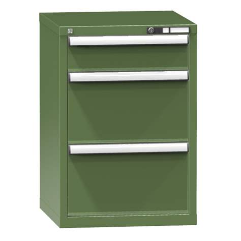 Dílenská skříňka KOMBI, v x š x h: 840 x 578 x 630 mm, 3 x zásuvka, barva zelená RAL6011 - Polak CZ, s.r.o.