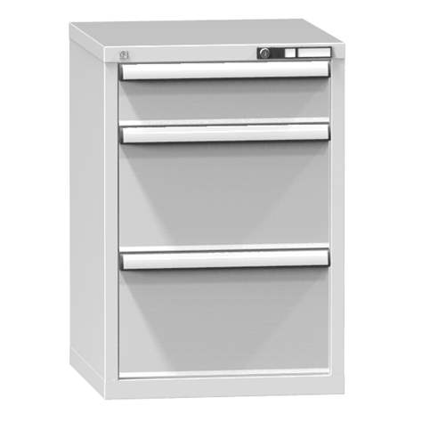 Dílenská skříňka KOMBI, v x š x h: 840 x 578 x 630 mm, 3 x zásuvka, barva šedá RAL7035 - Polak CZ, s.r.o.