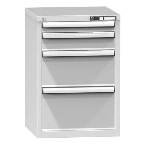 Dílenská skříňka KOMBI, v x š x h: 840 x 578 x 630 mm, 4 x zásuvka, barva šedá RAL7035 - Polak CZ, s.r.o.