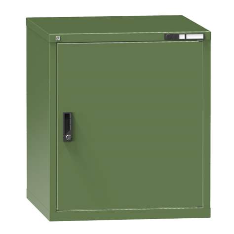 Dílenská skříňka KOMBI, v x š x h: 840 x 731 x 780 mm, 1 x dvířka, barva zelená RAL6011 - Polak CZ, s.r.o.