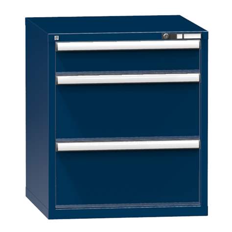 Dílenská skříňka KOMBI, v x š x h: 840 x 731 x 780 mm, 3 x zásuvka, barva tmavě modrá RAL5010 - Polak CZ, s.r.o.