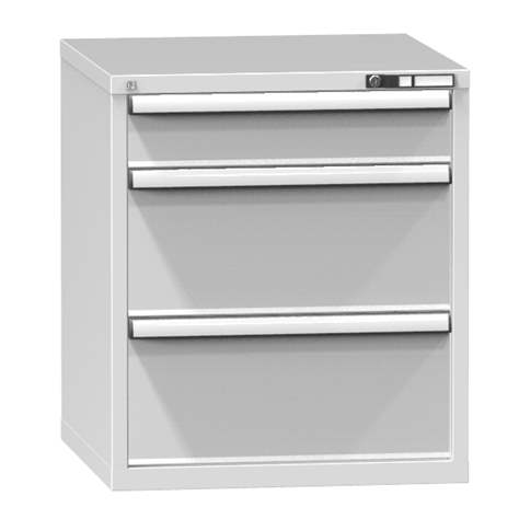 Dílenská skříňka KOMBI, v x š x h: 840 x 731 x 780 mm, 3 x zásuvka, barva šedá RAL7035 - Polak CZ, s.r.o.