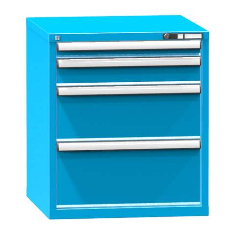 Dílenská skříňka KOMBI, v x š x h: 840 x 731 x 780 mm, 4 x zásuvka, barva modrá RAL5012 - Polak CZ, s.r.o.