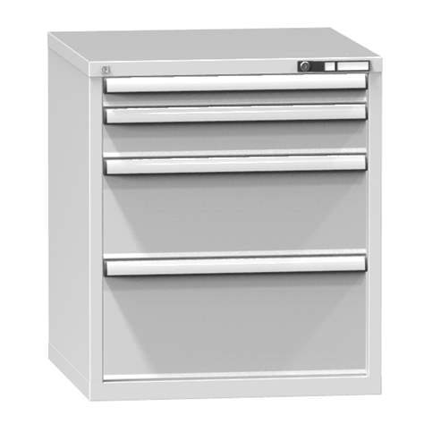 Dílenská skříňka KOMBI, v x š x h: 840 x 731 x 780 mm, 4 x zásuvka, barva šedá RAL7035 - Polak CZ, s.r.o.