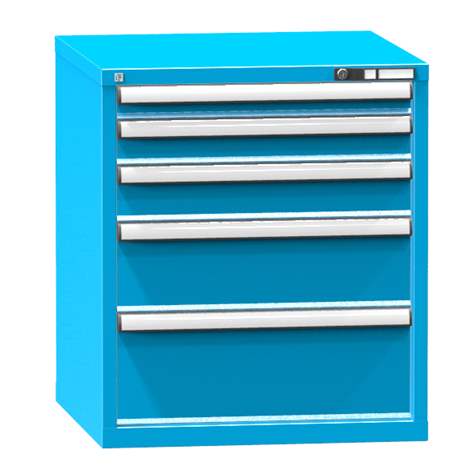 Zásuvková dílenská skříňka, 5 x zásuvka, v x š x h: 840 x 731 x 780 mm, barva modrá RAL5012 - Polak CZ, s.r.o.