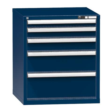 Werk-Schubladenschrank KOMBI, HxBxT: 840 x 731 x 780 mm, 5 x Schubladen, dunkelblau RAL5010 - Polak CZ, s.r.o.