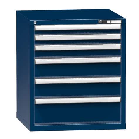 Zásuvková dílenská skříňka, 6 x zásuvka, v x š x h: 840 x 731 x 780 mm, barva tmavě modrá RAL5010 - Polak CZ, s.r.o.