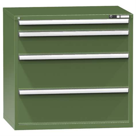 Schubladenschrank für Werkstatt, HxBxT: 990 x 1037 x 780 mm, 4 x Schubladen, Farbe grün RAL6011 - Polak CZ, s.r.o.