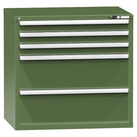 Schubladenschrank für Werkstatt, HxBxT: 990 x 1037 x 780 mm, 5 x Schubladen, Farbe grün RAL6011 - Polak CZ, s.r.o.