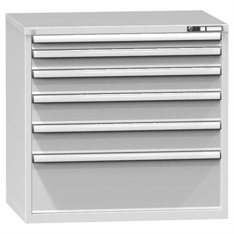 Schubladenschrank für Werkstatt, HxBxT: 990 x 1037 x 780 mm, 6 x Schubladen, Farbe grau RAL7035 - Polak CZ, s.r.o.