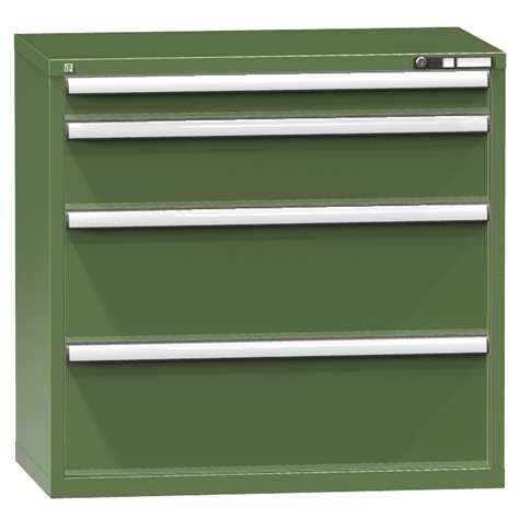 Schubladenschrank für Werkstatt, HxBxT: 990 x 1037 x 630 mm, 4 x Schubladen, Farbe grün RAL6011 - Polak CZ, s.r.o.