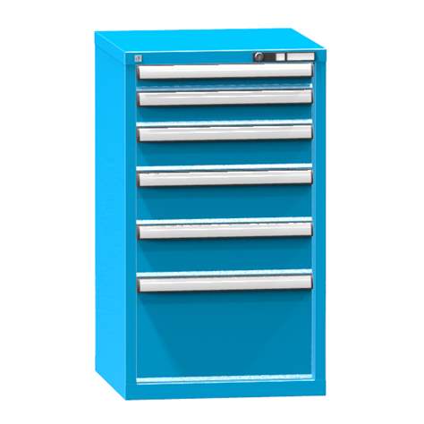 Zásuvková dielenská skriňa, 6 x zásuvka, v x š x h: 990 x 578 x 630 mm, farba modrá RAL5012 - Polak CZ, s.r.o.