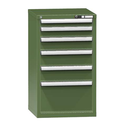 Zásuvková dielenská skriňa, 6 x zásuvka, v x š x h: 990 x 578 x 630 mm, farba zelená RAL6011 - Polak CZ, s.r.o.