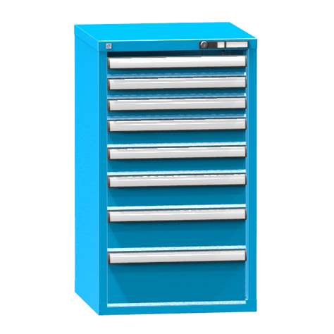 Zásuvková dielenská skriňa, 8 x zásuvka, v x š x h: 990 x 578 x 630 mm, farba šedá RAL7035/modrá RAL5012 - Polak CZ, s.r.o.