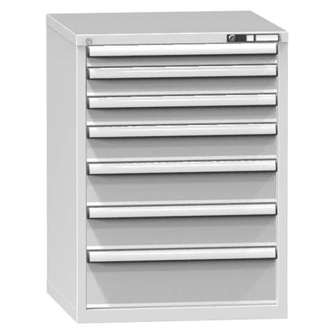 Zásuvková dielenská skriňa, 7 x zásuvka, v x š x h: 990 x 731 x 780 mm, farba šedá RAL7035 - Polak CZ, s.r.o.