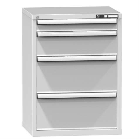 Schubladenschrank für Werkstatt, HxBxT: 990 x 731 x 630 mm, 4 x Schubladen, Farbe grau RAL7035 - Polak CZ, s.r.o.