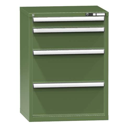 Schubladenschrank für Werkstatt, HxBxT: 990 x 731 x 630 mm, 4 x Schubladen, Farbe grün RAL6011 - Polak CZ, s.r.o.