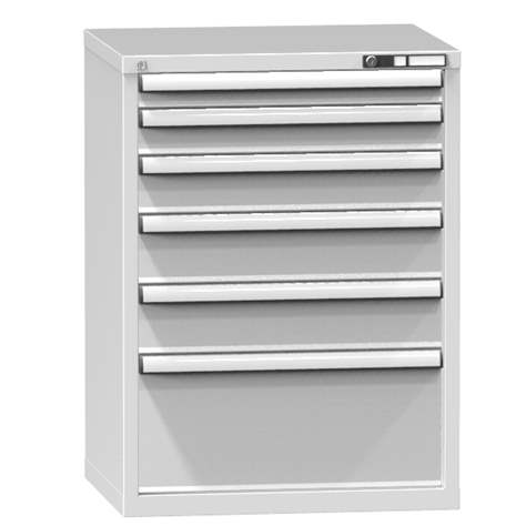 Schubladenschrank für Werkstatt, HxBxT: 990 x 731 x 630 mm, 6 x Schubladen, Farbe grau RAL7035 - Polak CZ, s.r.o.