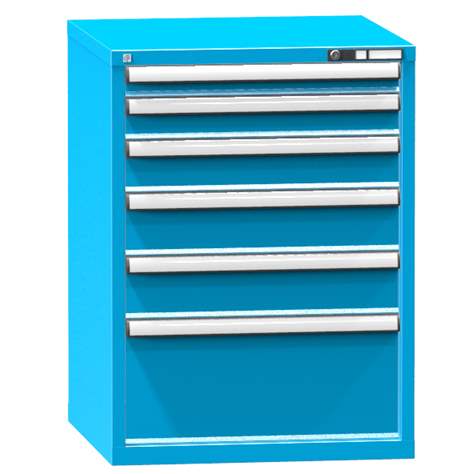 Schubladenschrank für Werkstatt, HxBxT: 990 x 731 x 780 mm, 6 x Schubladen, Farbe blau RAL5012 - Polak CZ, s.r.o.
