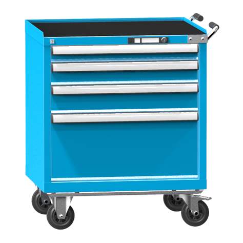 Cărucior tip dulap atelier mobil cu sertare pentru scule, HxLxl: 863 x 731 x 780 mm, 4 sertare, albastru RAL5012 - Polak CZ, s.r.o.