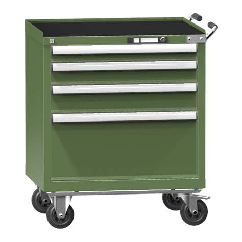 Cărucior tip dulap atelier mobil cu sertare pentru scule, HxLxl: 863 x 731 x 780 mm, 4 sertare, verde RAL6011 - Polak CZ, s.r.o.