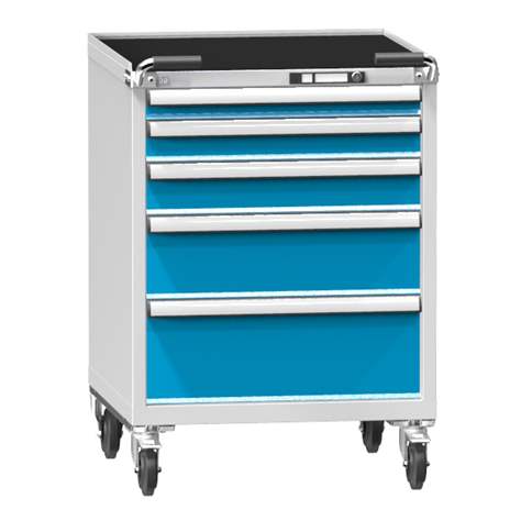 Mobiler Schubladenschrank, HxBxT: 1013 x 731 x 780 mm, 5 Schubladen, Farbe grau RAL7035/blau RAL5012 - Polak CZ, s.r.o.