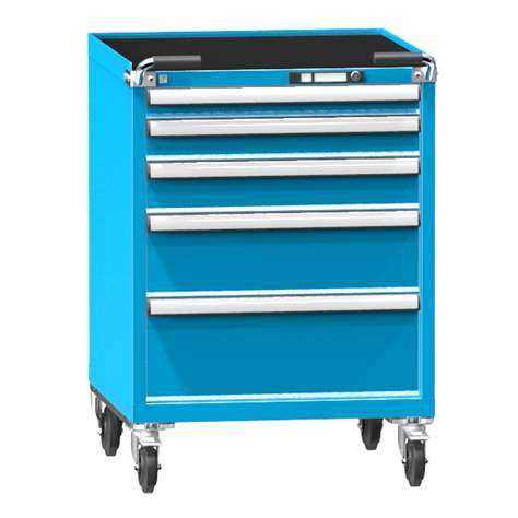 Mobiler Schubladenschrank, HxBxT: 1013 x 731 x 780 mm, 5 Schubladen, Farbe blau RAL5012 - Polak CZ, s.r.o.