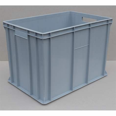 Kunststoff-Stapelbehälter Euro400, 600 x 400 x 410 mm, Wände geschlossen, Farbe grau