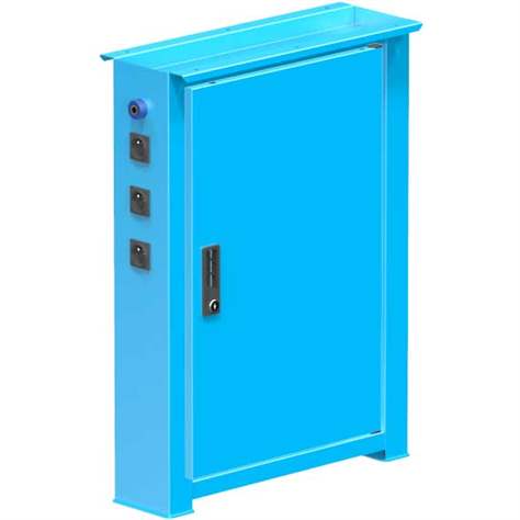 Podnož elektropneumatická, 3 x zásuvka 230V, pneu vývod,  v. 840 mm, hl. 603 mm, barva modrá RAL5012 - Polak CZ, s.r.o.