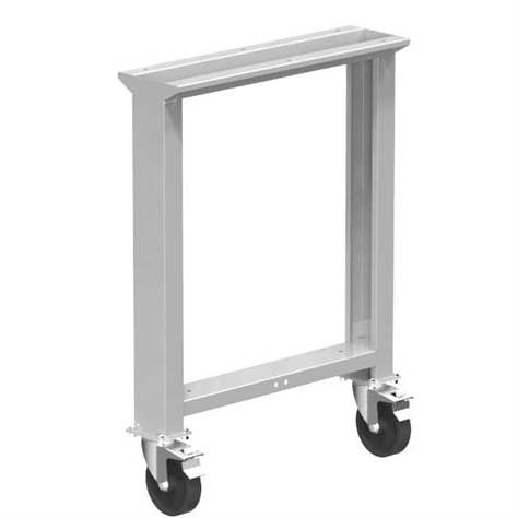 Noha dílenského stolu, 2 otočná kola s brzdou 125 mm, výška 840 mm, barva šedá RAL7035 - Polak CZ, s.r.o.