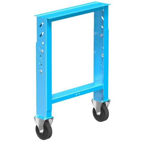 Werkbankfuß mit 2 Festräder 125 mm, Höhe verstalbar 660-1025 mm, blau RAL5012 - Polak CZ, s.r.o.
