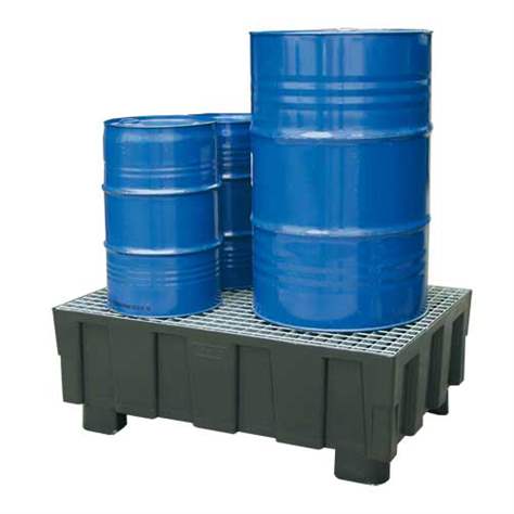 Záchytná vana EUR plastová, s ocelovým roštem, 1205 x 805 mm, se 4 nožičkami, černá - CEMO GmbH