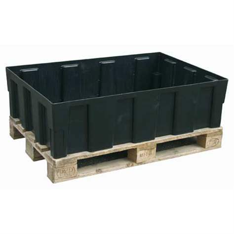 Záchytná vana EUR plastová, bez roštu, 1205 x 805 mm, bez nožiček, černá - CEMO GmbH