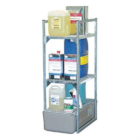 Záchytná vana ze sklolaminátu, s pozinkovaným roštem, objem 65 l, 820x420 mm, šedá - CEMO GmbH - obrázek3