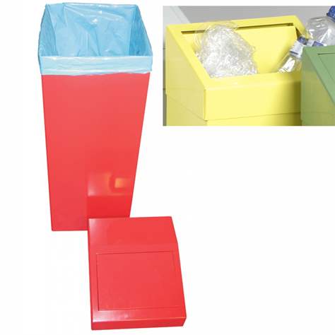 Coș colector selectiv de deșeuri metalic, înălțime 700 mm, verde RAL6011 - Kovona Lysa nad Labem - imagine3