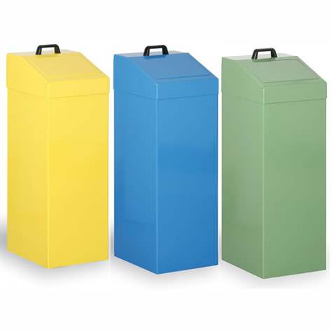 Set de coșuri pentru sortarea deșeurilor: 3 recipiente (galben, albastru, verde), înălțime 950 mm - Kovona Lysa nad Labem