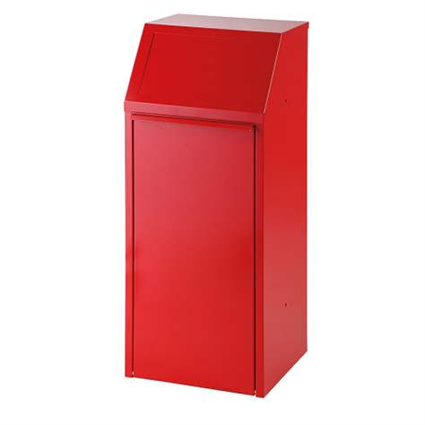 Coș selectare deșeuri cu partea frontală rabatabilă și recipient interior, volum 70 l, roșu RAL3000