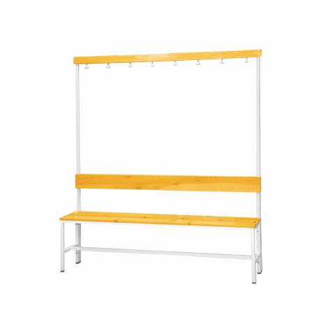 Garderobenbank mit 7 Kleiderhaken und Sitzfläche aus Massivholzleisten, Länge 1500 mm - Kovona Lysa nad Labem