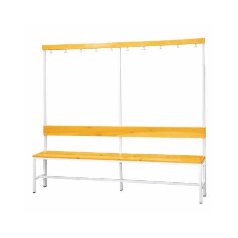 Garderobenbank mit 10 Kleiderhaken und Sitzfläche aus Massivholzleisten, Länge 2000 mm - Kovona Lysa nad Labem