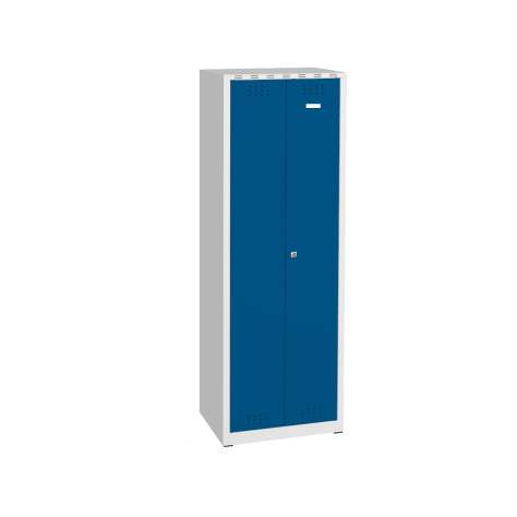 Garderobenschrank mit zweiflügeligen Türen, HxBxT: 1800 x 600 x 500 mm, Türfarbe Blau RAL5005 - Kovona Lysa nad Labem