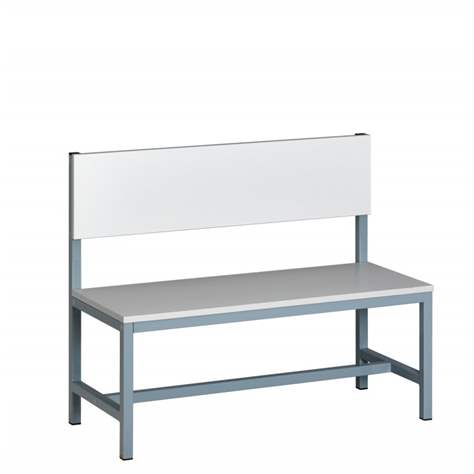 Garderoben-Sitzbank mit Rückenlehne, graue Laminoplatte, Länge 1000 mm - Polak CZ, s.r.o.