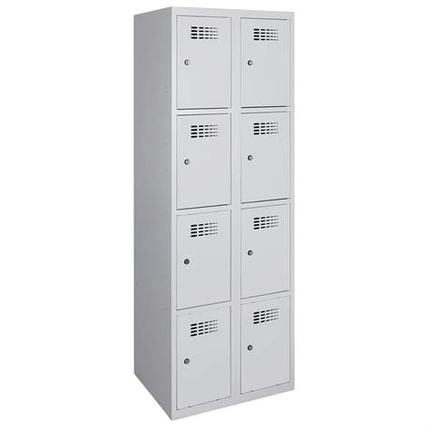 Schließfachschrank WEMO, 2x4 Abteile, 600x500x1800 mm, Türfarbe grau RAL7035, Zylinderschloss - Malow - Bild4
