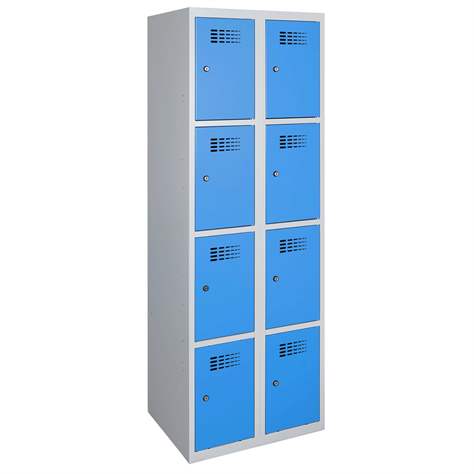 Schließfachschrank WEMO, 2x4 Abteile, 600x500x1800 mm, Türfarbe blau RAL5012, Zylinderschloss - Malow - Bild4