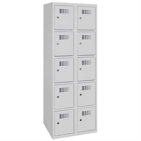 Schließfachschrank WEMO, 2x5 Abteile, 600x500x1800 mm, Türfarbe grau RAL7035, Zylinderschloss - Malow - Bild4