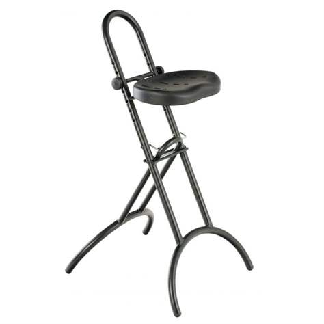 Scaun de atelier cu cadru rabatabil, negru