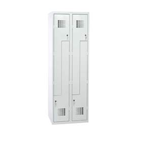 Garderobenschrank 'Z' - WEMO, 2 x 300 mm, Türfarbe Grau RAL7035, ohne Füße, Zylinderschloss