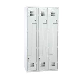 Garderobenschrank 'Z' - WEMO, 3 x 300 mm, Türfarbe Grau RAL7035, ohne Füße, Zylinderschloss