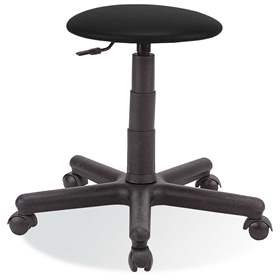 Taburet de lucru atelier productie ergonomic rotativ pentru industrie GOLIAT cu roți, înlocuitor de piele, negru