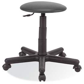 Taburet de lucru atelier productie ergonomic rotativ pentru industrie GOLIAT cu roți, material textil, gri închis