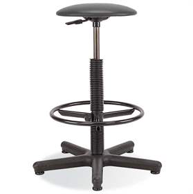 Vysoká pracovná stolička GOLIAT s oporným kruhom, látkové čalúnenie -  farba tmavo šedá
